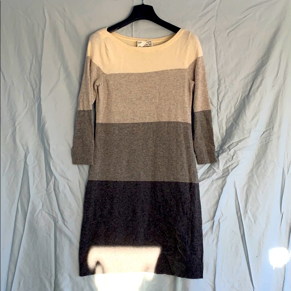 Banana republic grey striped sweater dress